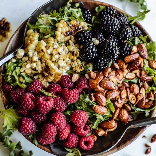 Chipotle Grilled Corn, Almond & Berry Salad