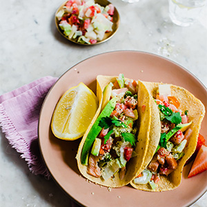 Smoked Fish Tacos with Berry Celery Salsa