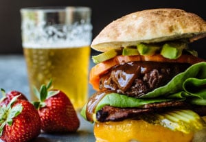 Burger with Strawberry Ancho BBQ