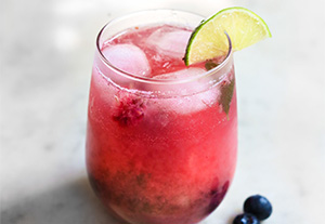 Sparkling Coconut Water Raspberry Lemon-Verbena Mocktail
