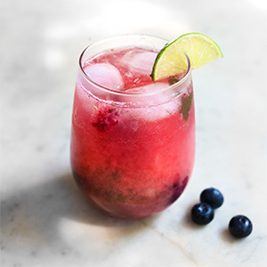 Sparkling Coconut Water Raspberry Lemon Verbena Mocktail